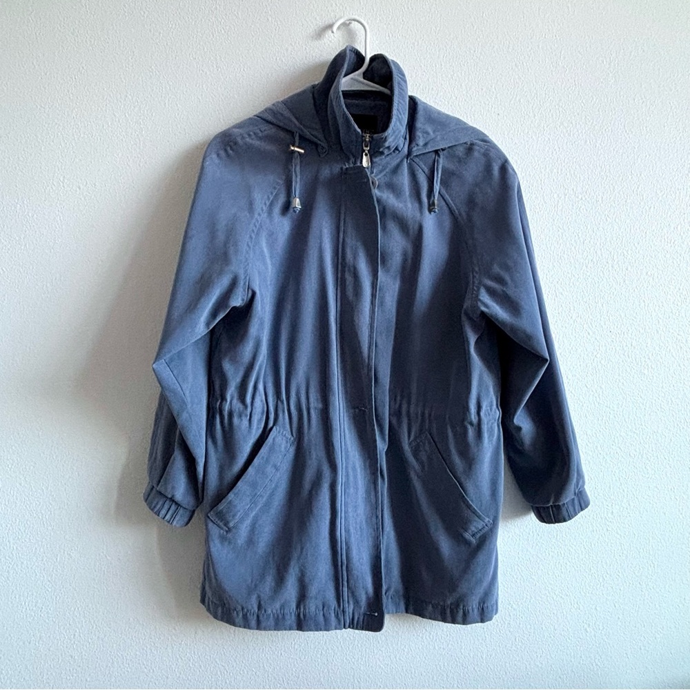 London Fog - Cinched-Waist Collared Light Blue Coat, XS